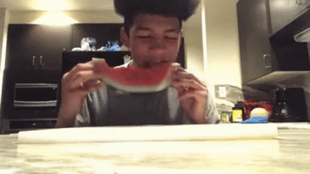 Eating Watermelon Black Guy Afro GIF
