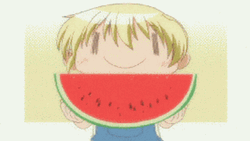 Eating Watermelon Hidamari Sketch Anime GIF