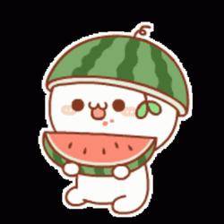 Eating Watermelon Line Sticker Cute GIF