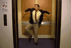 Ed Helms Victory Dance Elevator GIF
