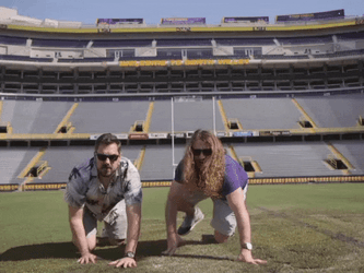 Ed Orgeron Friend Crawling On Ground GIF