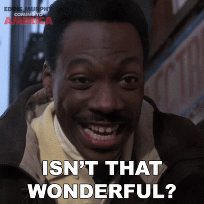 Eddie Murphy Coming To America Poster Smiling GIF