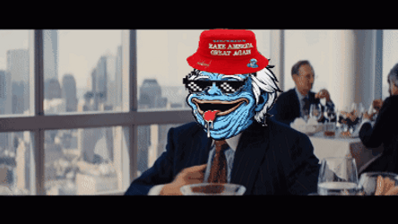 Edited Head Wears Maga Hat GIF