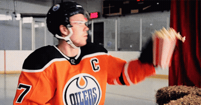 Edmonton Oilers Hockey Player Throwing Popcorn GIF