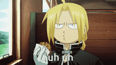 Edward Elric Eating Sandwich Saying Huh Uh GIF
