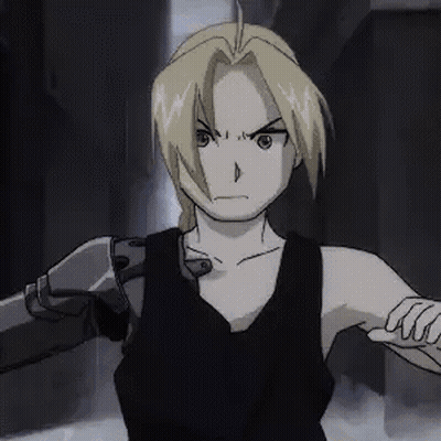 Edward Elric Full Metal Alchemist Black Tank Top Robotic Arm GIF