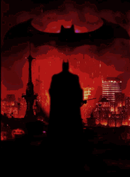Eerie Red Batman Bat Signal Symbol GIF 