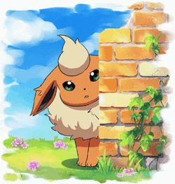 Eevee Hides Behind Bricks Evolutions GIF