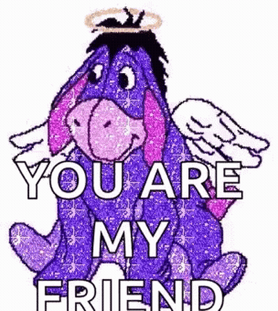 Eeyore From Winnie The Pooh Is Wearing A Halo And Wings And Is Sitting Down . GIF