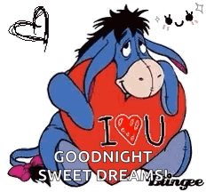 Eeyore Hugging Heart Saying Goodnight GIF