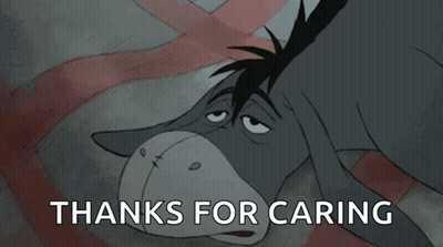 Eeyore Laying Down Saying Thanks For Caring GIF