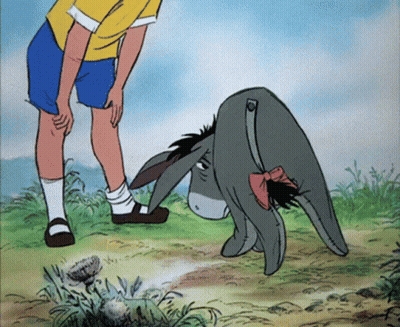Eeyore With Red Bow On Tail GIF