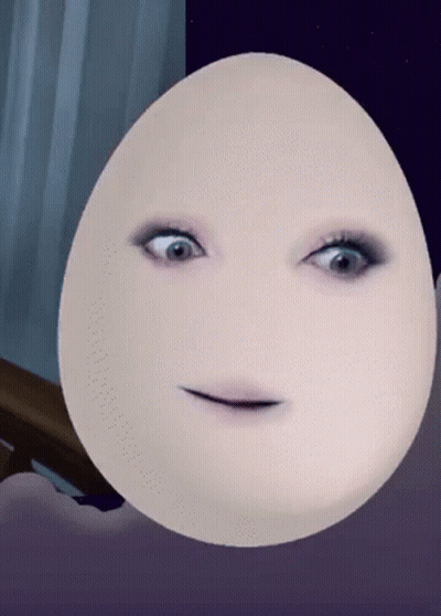 Egg With Face Looks Like Woman GIF