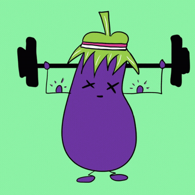 Eggplant Lifting Barbell Crossed Eyes GIF