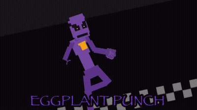 Eggplant Punch Poster With Purple Pixelated Character GIF