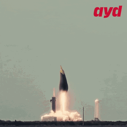 Eggplant Rocket Ship Launching GIF