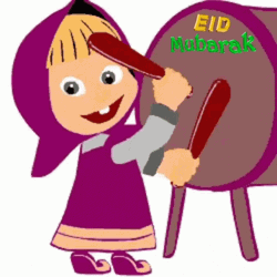 Eid Mubarak Girl Drum Slamming GIF