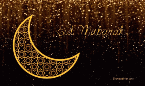 Eid Mubarak Greeting Card With Crescent Moon GIF