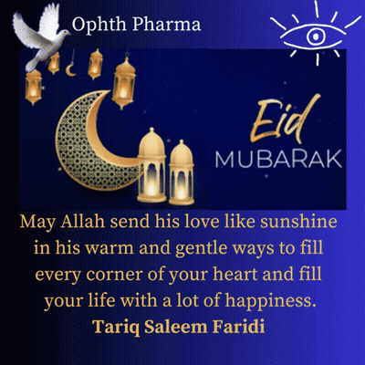 Eid Mubarak Greeting Card With Crescent Moon And Lanterns GIF