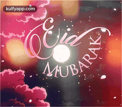 Eid Mubarak Greeting Card With Full Moon GIF