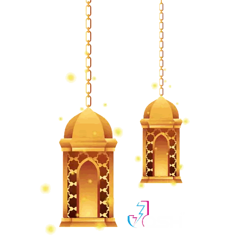 Eid Mubarak Greeting Card With Gold Lanterns Sticker