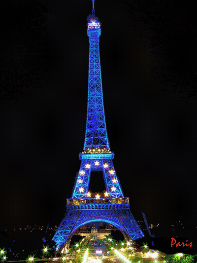 Eiffel Tower At Night With Paris GIF
