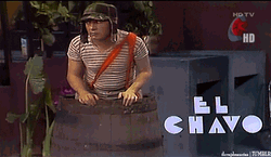 El Chavo Popping Out Of Barrel GIF