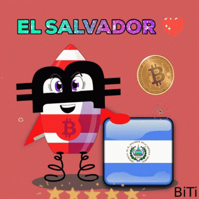 El Salvador Bitcoin Flag Cartoon GIF