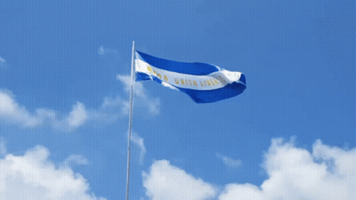 El Salvador Cartoon With Bitcoin And Flag GIF