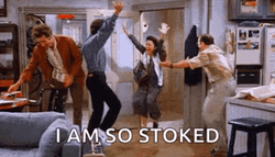 Elaine Dance I Am So Stoked GIF