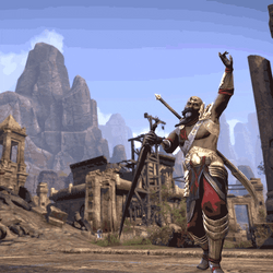 Elder Scrolls Sai Sahan Pointing His Sword GIF