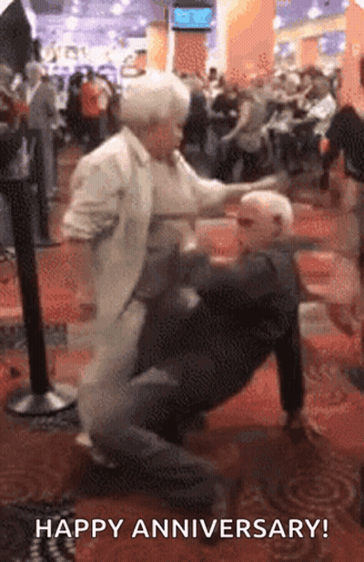 Elderly Couple Dancing Happy Anniversary GIF
