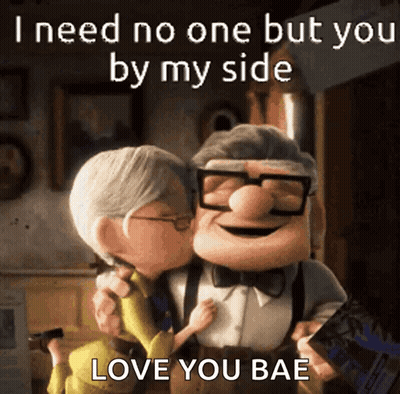Elderly Couple Kissing Love You Bae GIF