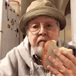 Elderly Man Eating Idiot Sandwich GIF