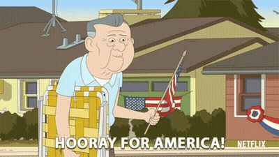 Elderly Man Holding American Flag Hooray For America GIF