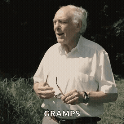 Elderly Man Holding Glasses Says Gramps GIF