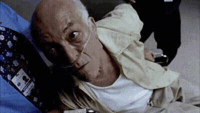 Elderly Man In Hospital Bed With Amanda Name Tag GIF