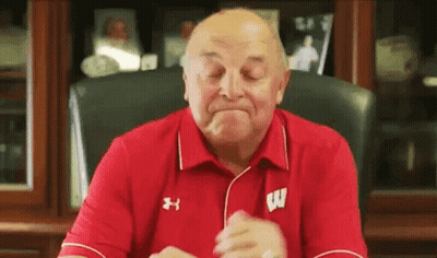 Elderly Man In Red Shirt With Letter W GIF