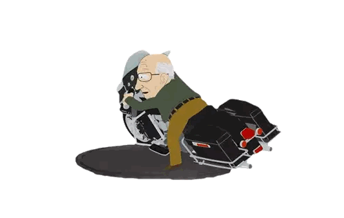 Elderly Man Kneeling On Motorcycle Sticker