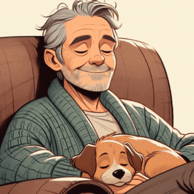 Elderly Man Laying In Chair Eyes Closed GIF