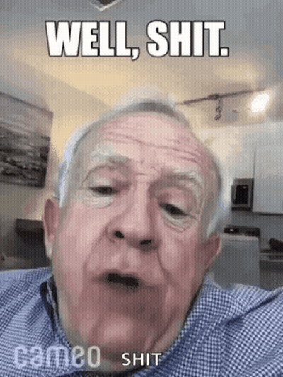 Elderly Man Making Funny Face Saying Well Shit GIF