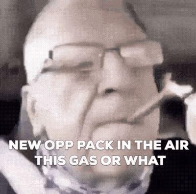 Elderly Man Smoking Says New Opp Pack In The Air GIF