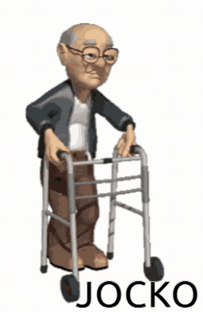 Elderly Man Using Walker With Jocko GIF