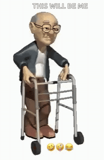 Elderly Man Using Wheeled Walker GIF
