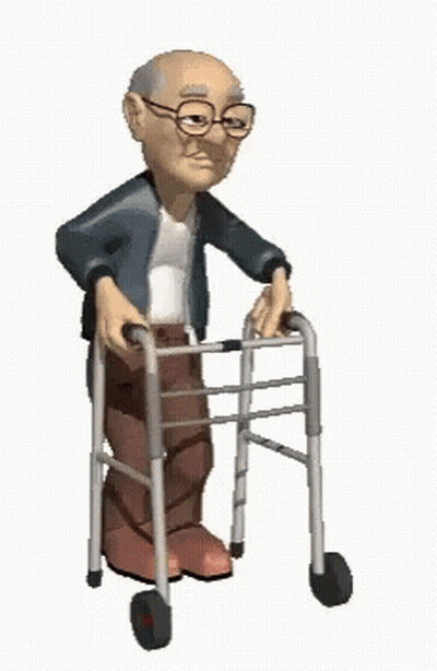 Elderly Man Walking With Walker GIF