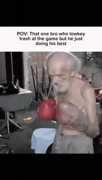 Elderly Man Wearing Boxing Gloves GIF