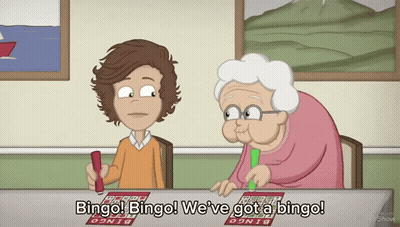 Elderly Woman And Young Boy Playing Bingo GIF