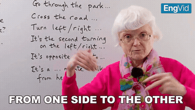 Elderly Woman At Whiteboard Go Through Park Cross Road Turn Left Right GIF