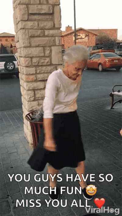 Elderly Woman Dancing Saying You Guys Have So Much Fun GIF