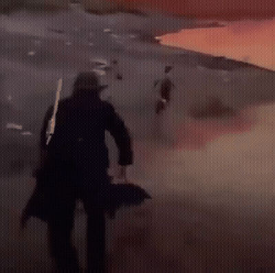 Elderly Woman Dancing With Little Girl In Field GIF